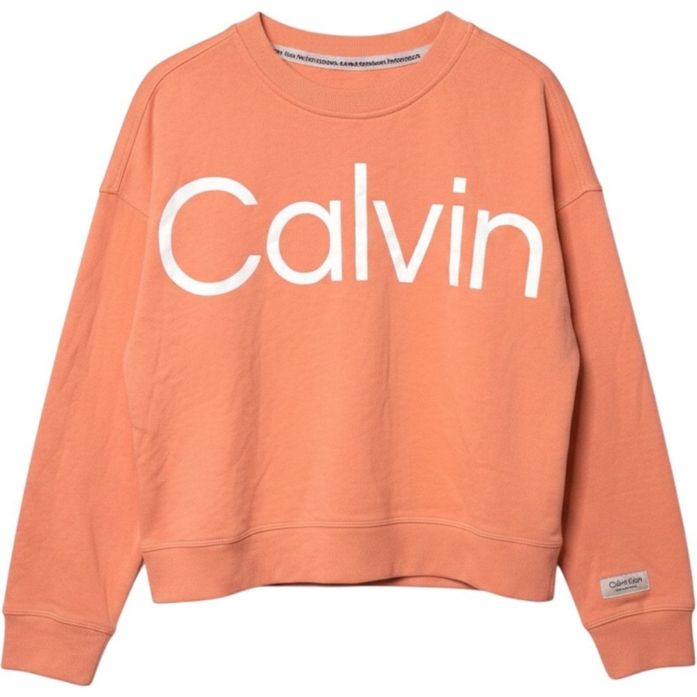 Calvin Klein Performance Women Peach Mock Neck Cropped Sweatshirt Logo Small